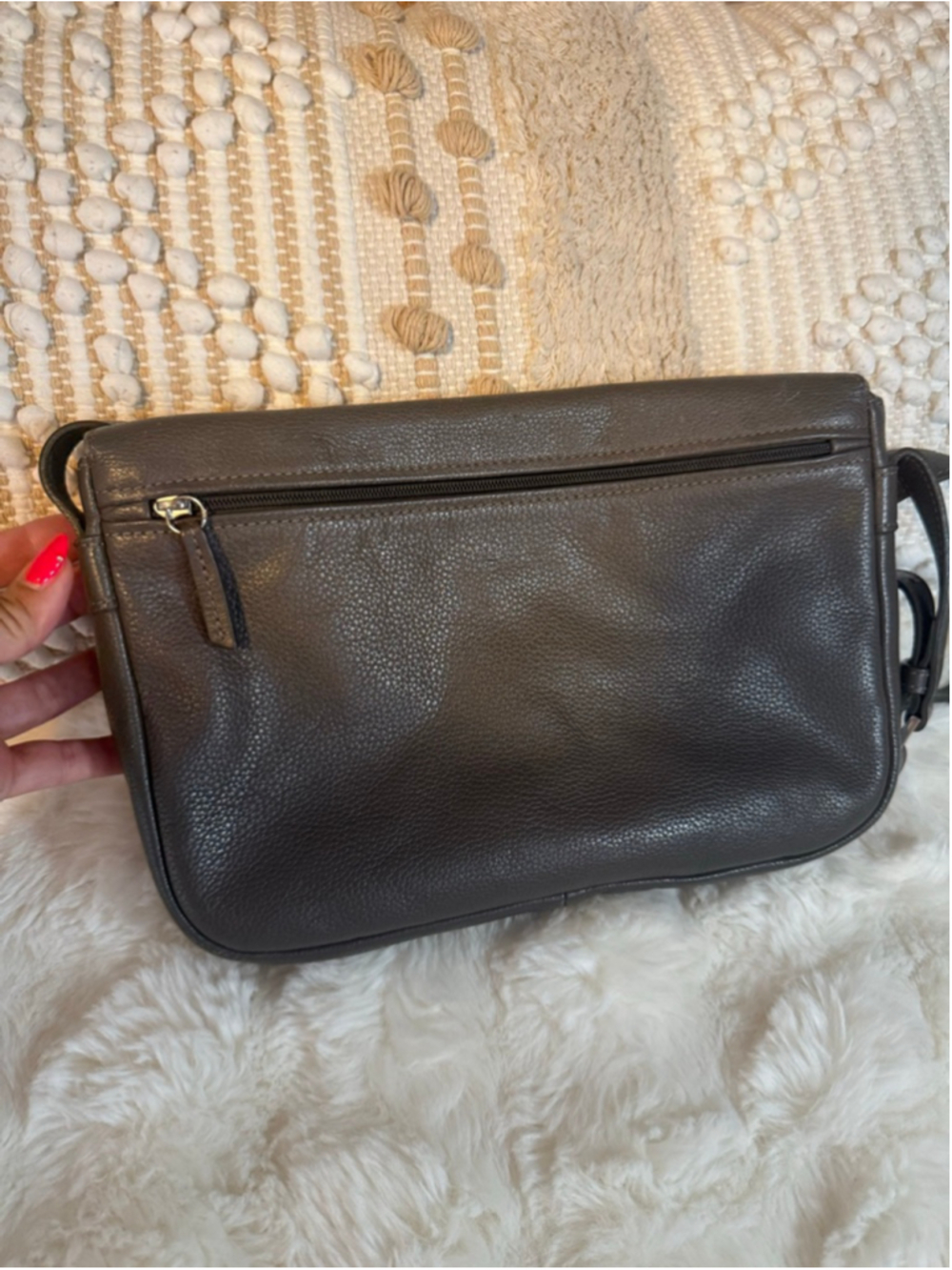 Women's vintage Longchamp Longchamp Le Foulonné saddle bag, grey - Picture 7 of 12
